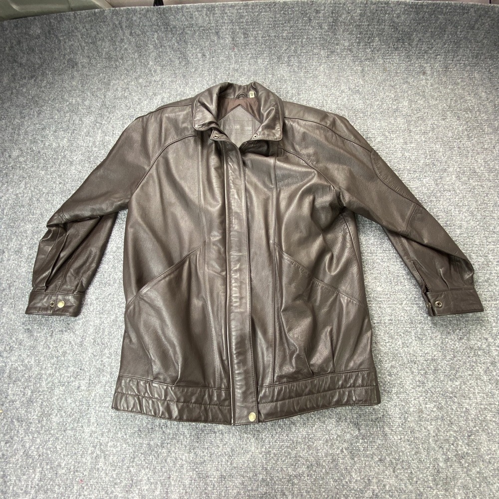 VTG Preston & York Leather Jacket Men M‎ Brown 80s 90s Retro Streetwear Grunge